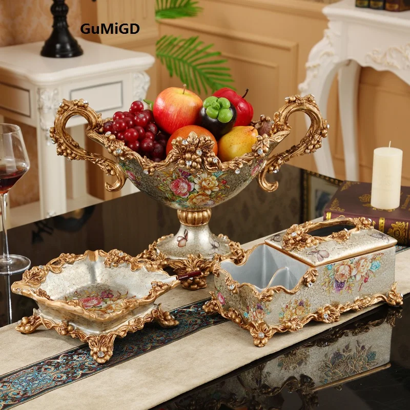 European decor set fruit plate luxury American modern household living room table decoration
European decor set fruit plate luxury American modern household living room table decoration