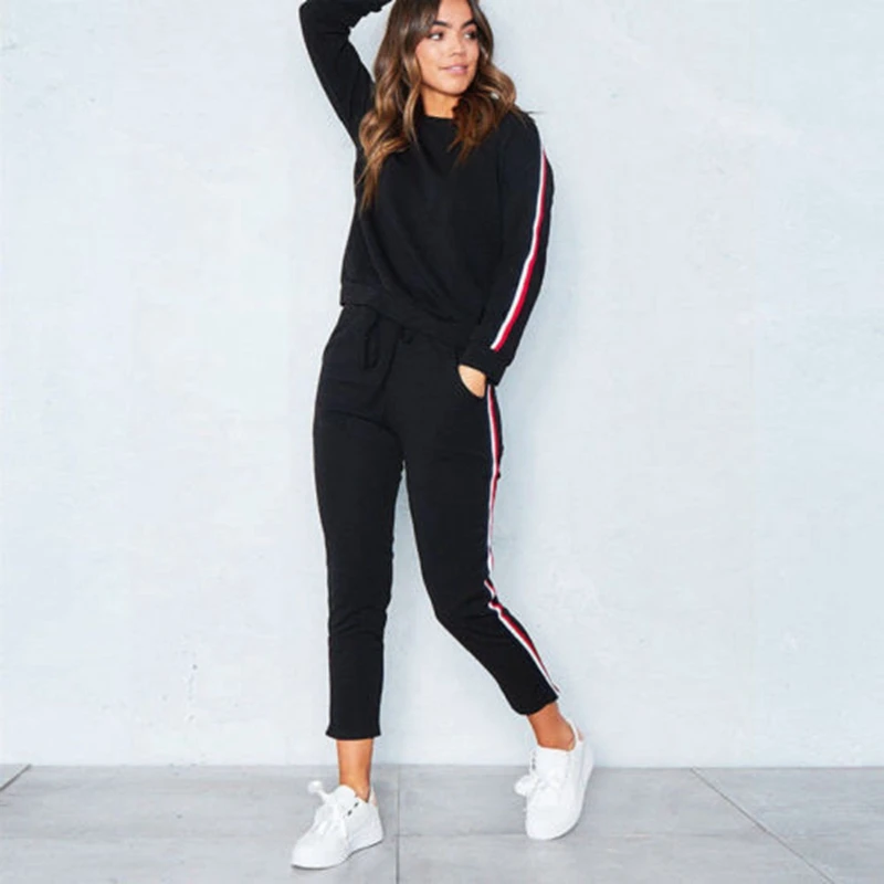 Fashion Sexy tracksuit for women suit motion casual sports suit stripe two piece set Women's
Fashion Sexy tracksuit for women suit motion casual sports suit stripe two piece set Women's