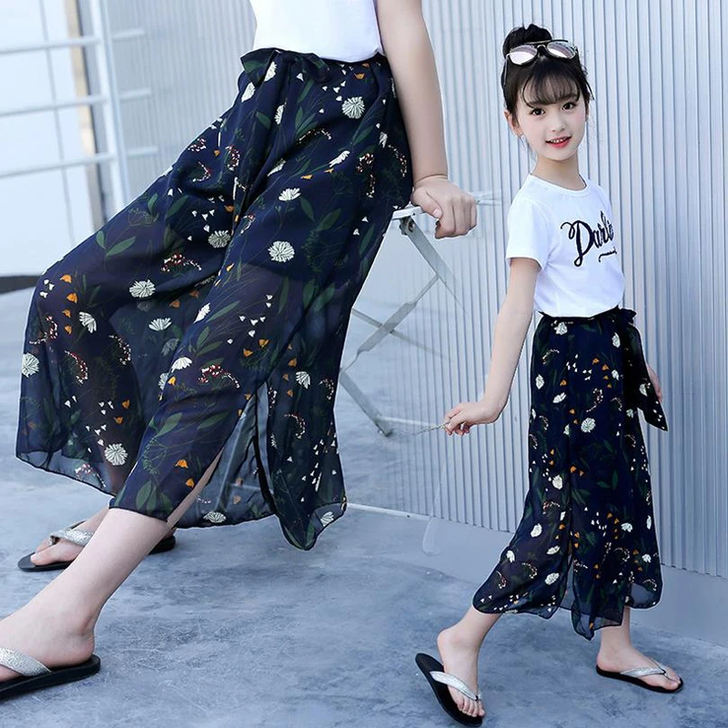 Children's Clothing Girls 2018 New Summer Cotton Short Sleeve T-shirt+Chiffon Print Wide Leg Pants Suit Kids Girl 2pcs Set XL309
Children's Clothing Girls 2018 New Summer Cotton Short Sleeve T-shirt+Chiffon Print Wide Leg Pants Suit Kids Girl 2pcs Set XL309