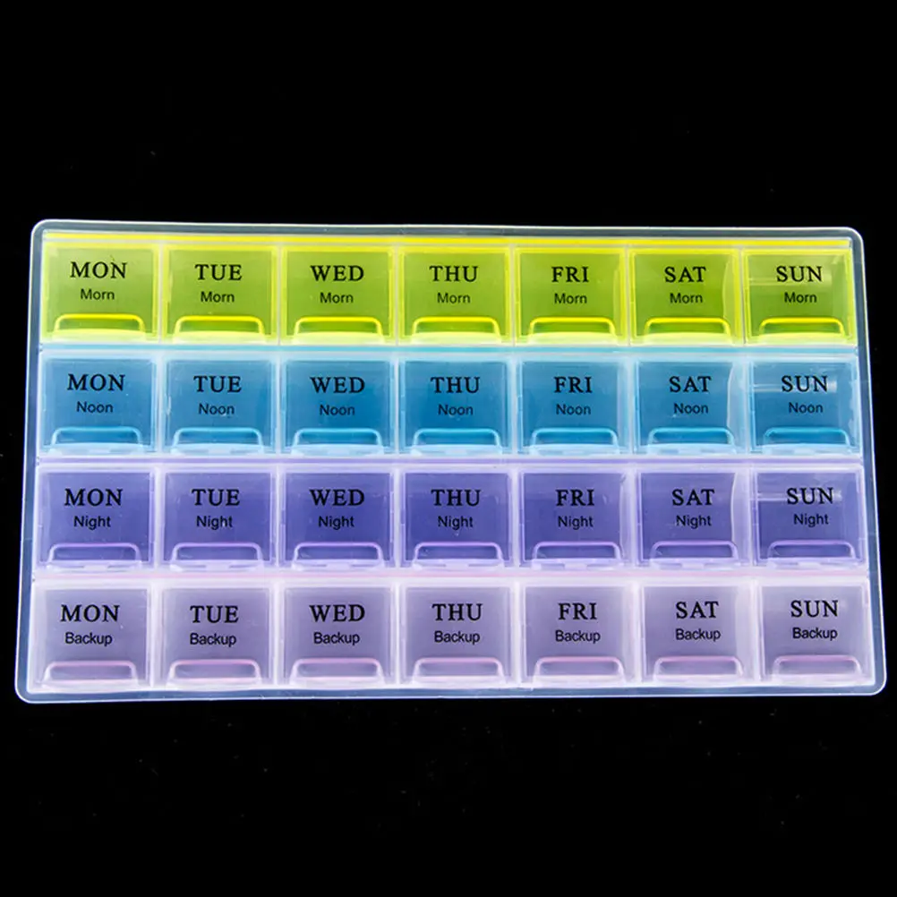 7 Day Pill Medicine Tablet pillbox Dispenser Organizer Case with 28 compartments pill box multicolor container for medicines
7 Day Pill Medicine Tablet pillbox Dispenser Organizer Case with 28 compartments pill box multicolor container for medicines