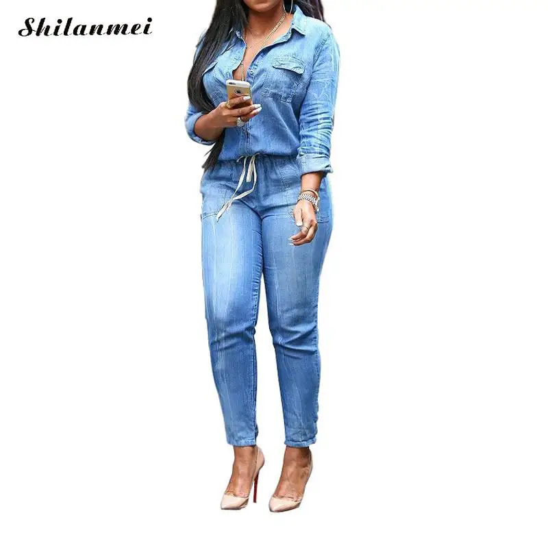 Fashion Denim Jumpsuits For Women 2018 Plus Size Long Sleeve Female Rompers Blue Ladies Jeans Playsuits Women Overalls S-3XL
Fashion Denim Jumpsuits For Women 2018 Plus Size Long Sleeve Female Rompers Blue Ladies Jeans Playsuits Women Overalls S-3XL