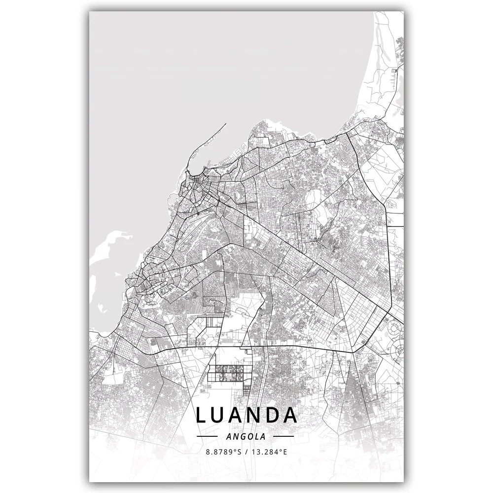 Luanda Angola Map Poster