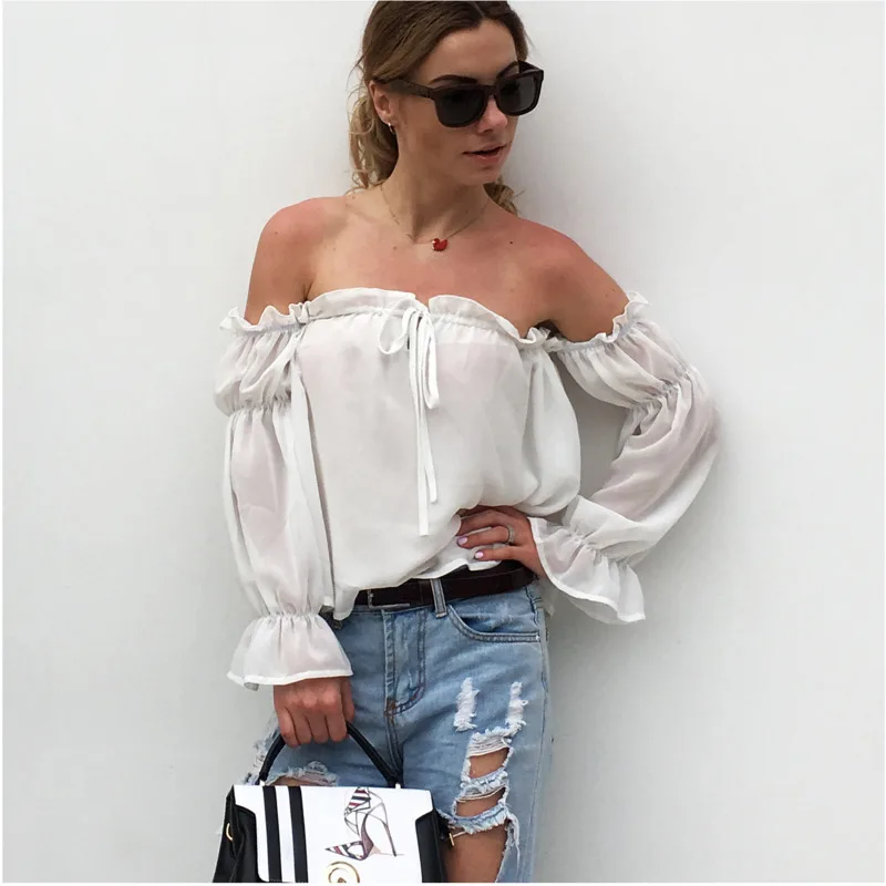 Off Shoulder Lotus Leaf Edge White Chiffon Shirt Long Lantern Sleeve Lace Up Loose Women Blouses Camisas Femininas Ey*
Off Shoulder Lotus Leaf Edge White Chiffon Shirt Long Lantern Sleeve Lace Up Loose Women Blouses Camisas Femininas Ey*