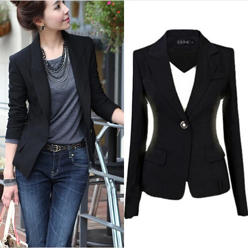New Blazers Women Slim One Button Short Blazer Suit Long Sleeve Black Slim Women's Suits
New Blazers Women Slim One Button Short Blazer Suit Long Sleeve Black Slim Women's Suits