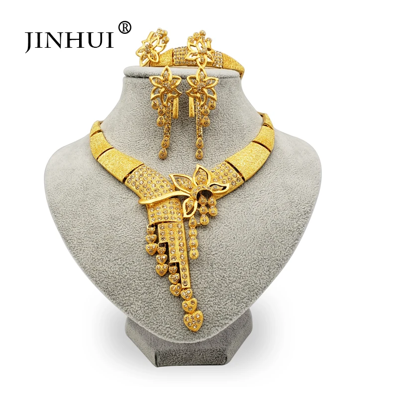 Jin Hui African Ethiopia Fashion new gold color jewelry women Wedding gift set Necklace Earring Ring bracelet sets Dubai gifts
Jin Hui African Ethiopia Fashion new gold color jewelry women Wedding gift set Necklace Earring Ring bracelet sets Dubai gifts