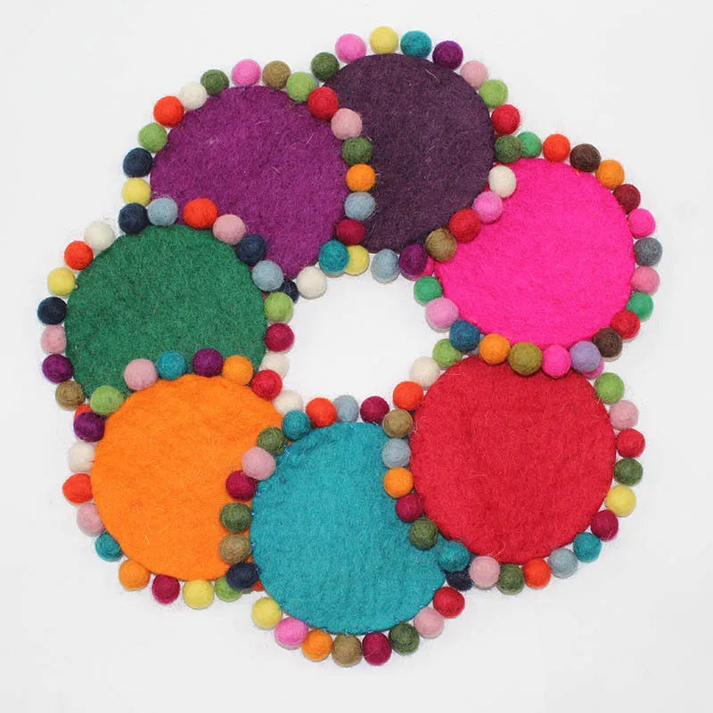 Set of 2 Wool Felt Pompons Cup Mat Table Decoration Colorful Round Mat 12cm Handmade Beautiful Placemat
Set of 2 Wool Felt Pompons Cup Mat Table Decoration Colorful Round Mat 12cm Handmade Beautiful Placemat