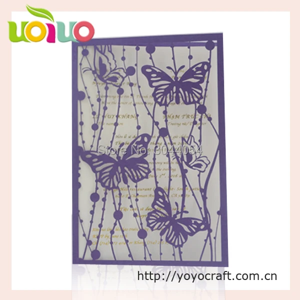 Lovely purple pearl paper butterfly invitation card wedding Customized Luxury wedding invitation card design with factory price
Lovely purple pearl paper butterfly invitation card wedding Customized Luxury wedding invitation card design with factory price