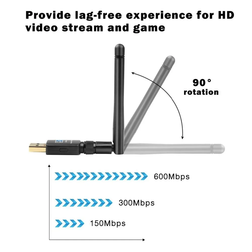 AC 600 Мбит/с двухдиапазонный 2 4G/5 8G беспроводной сетевой адаптер 802.11ac USB WiFi для Windows
