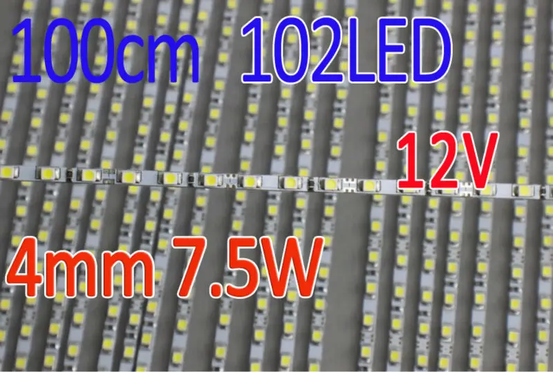 20 комплектов 1 м 102LED SMD3528 4 мм в ширину DC 12V 7 5 Вт/м лайтбокс utra тонкий жесткий бар