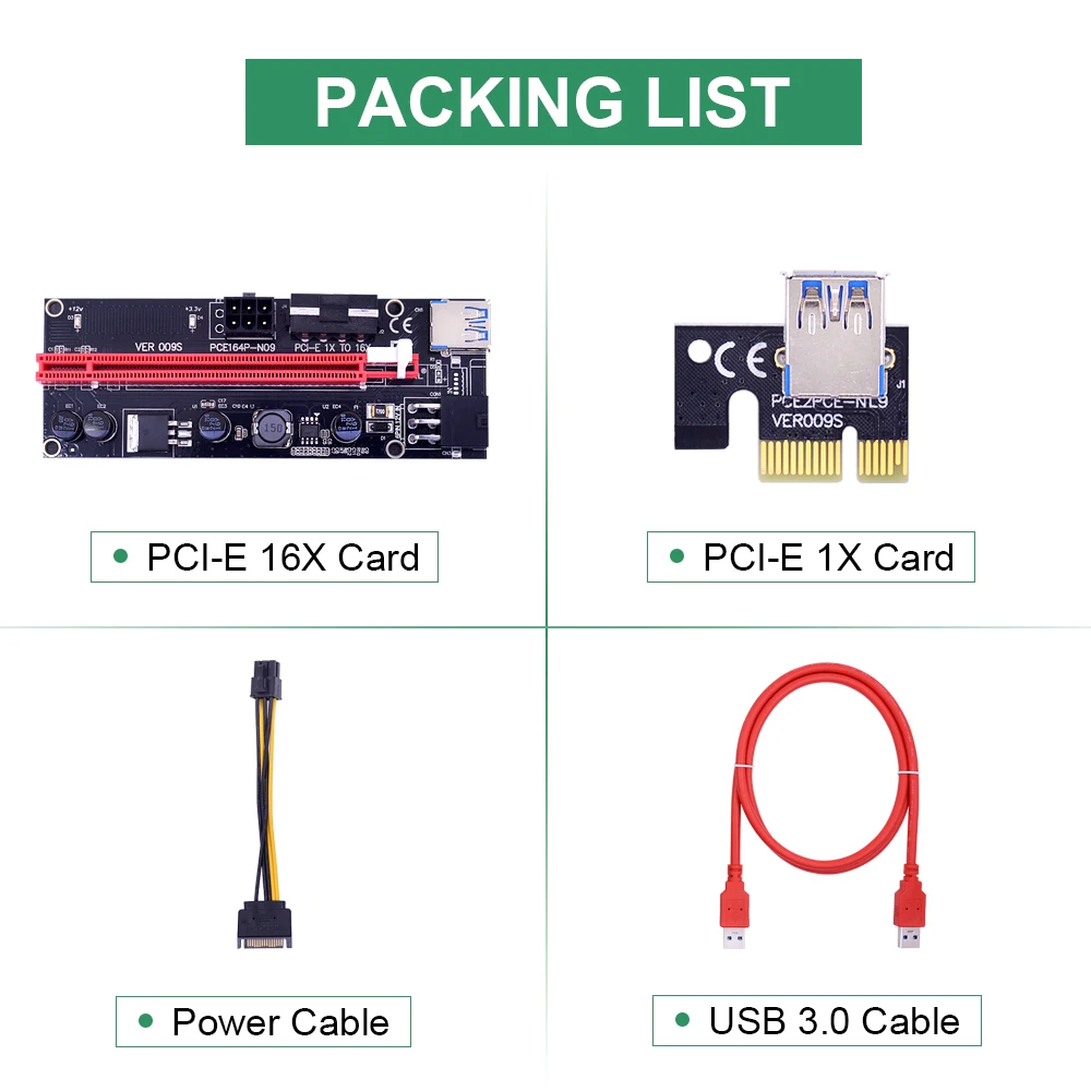 CHIPAL Dual светодиодный 100 см 009S PCI-E адаптер райзерной карты 009 PCI Express PCIE 1X 16X USB 3 0