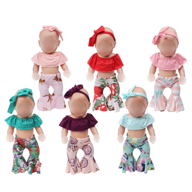 Doll clothes suit hair band flared pants many style fit 43 cm baby dolls and 18 inch Girl doll accessories f715-f720
Doll clothes suit hair band flared pants many style fit 43 cm baby dolls and 18 inch Girl doll accessories f715-f720