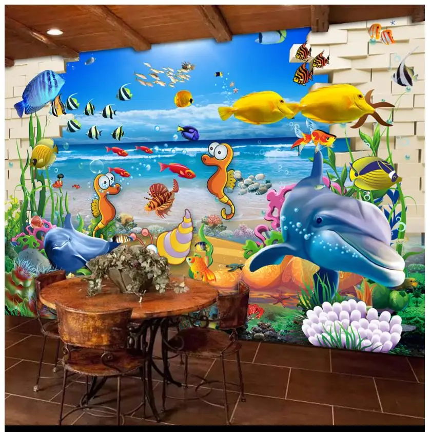Custom 3D wall murals wallpaper 3D cartoon wallpaper Brick Wall Underwater World mural Dolphin wallpaper Children's room decor
Custom 3D wall murals wallpaper 3D cartoon wallpaper Brick Wall Underwater World mural Dolphin wallpaper Children's room decor