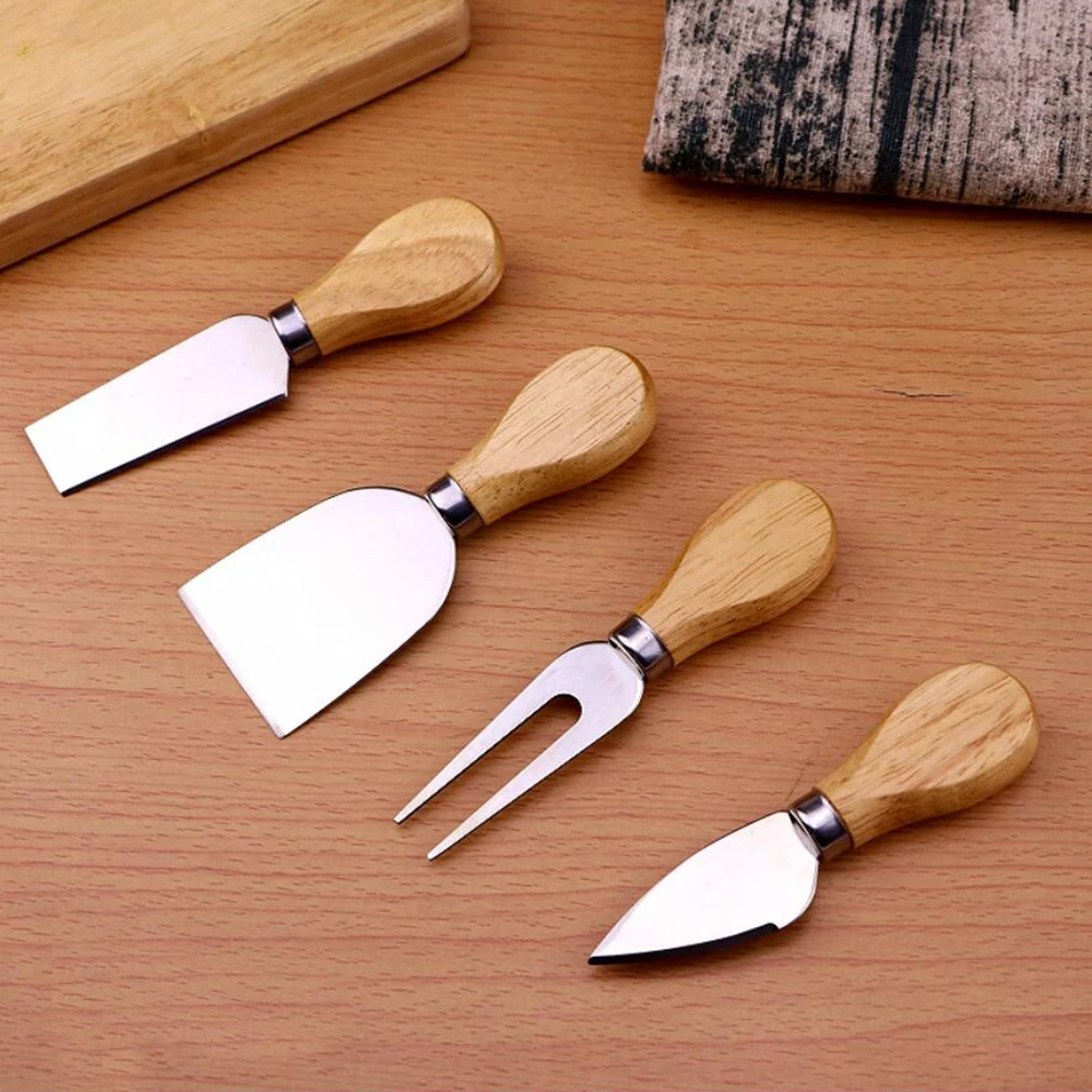 4 шт. ножи для сыра деревянные ручки нож из нержавеющей стали вилка кухонный набор
