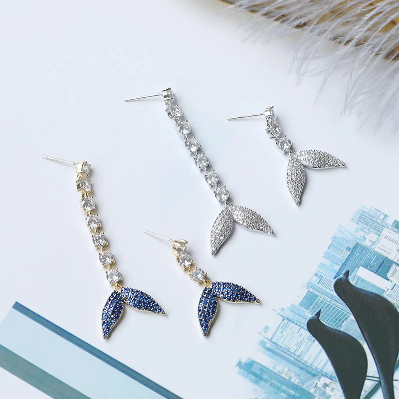 Bilincolor assysmetrical mermaid tail fashion blue cz long drop earring for women
Bilincolor assysmetrical mermaid tail fashion blue cz long drop earring for women