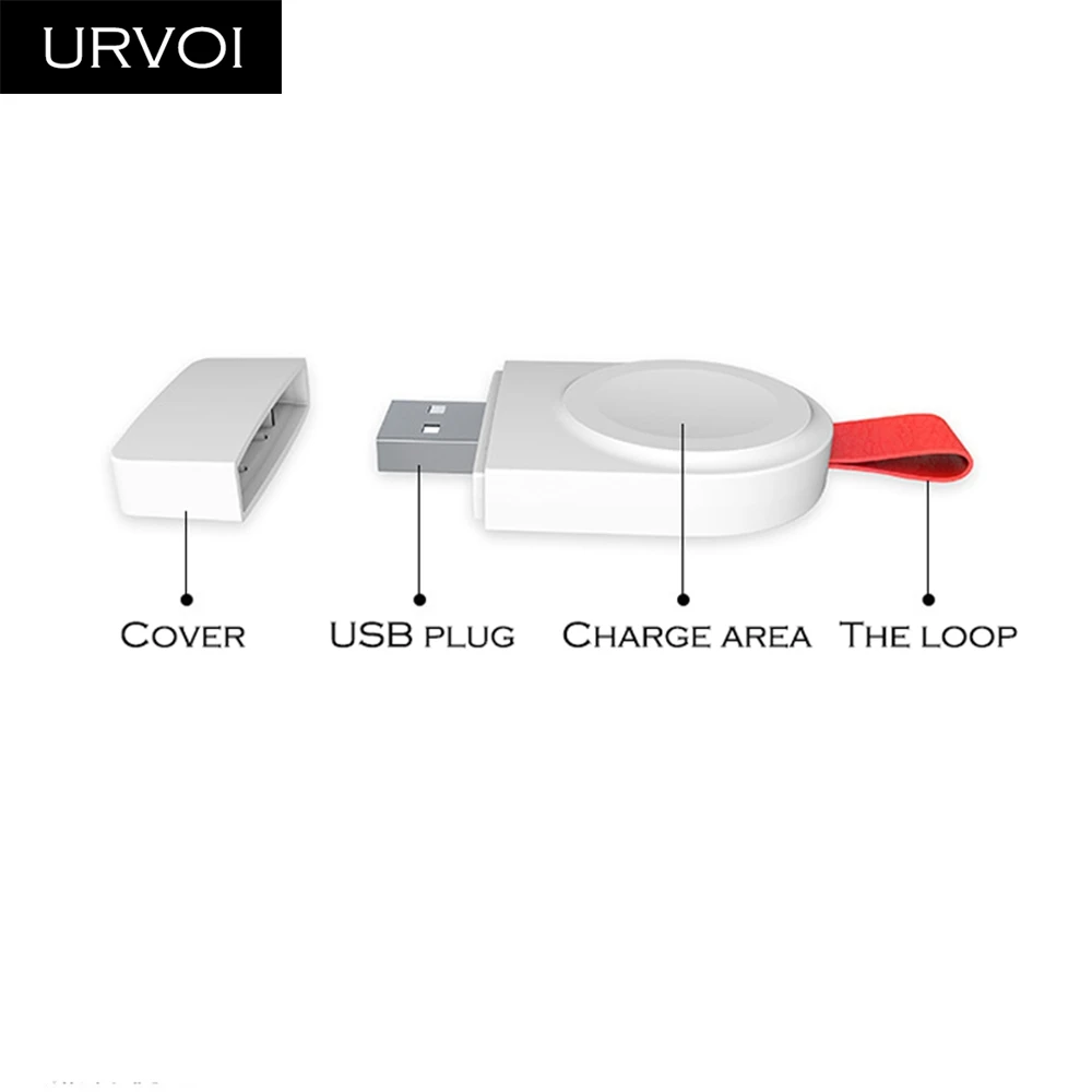 Беспроводное зарядное устройство URVOI для Apple Watch series 5 4 3 2 1 портативное USB удобная