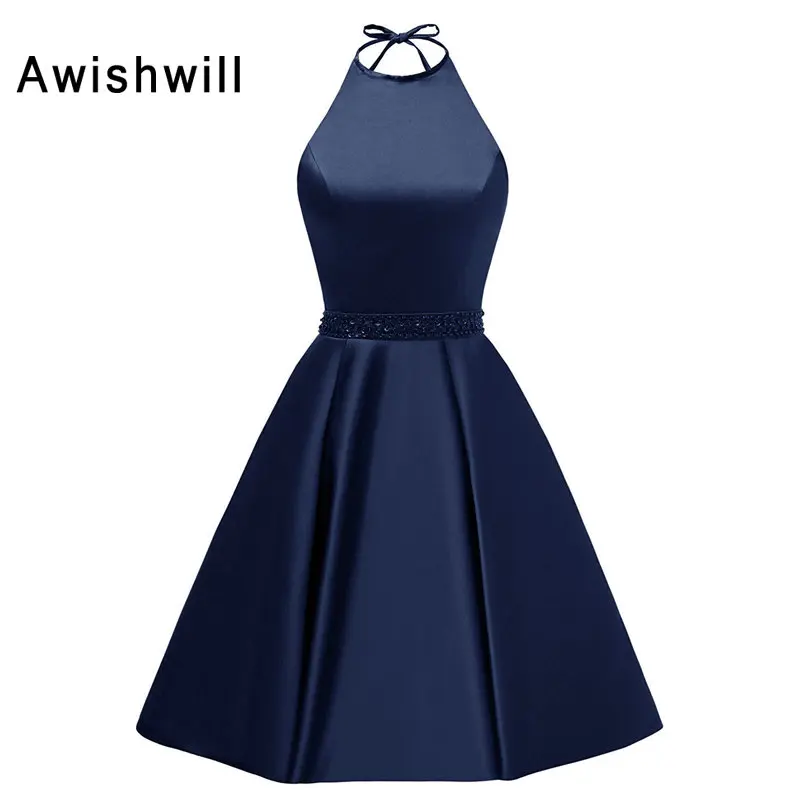 New Arrival Juniors Graduation Dresses Party Halter Beaded Satin Lace-up Back A-line Short Homecoming Dresses
New Arrival Juniors Graduation Dresses Party Halter Beaded Satin Lace-up Back A-line Short Homecoming Dresses