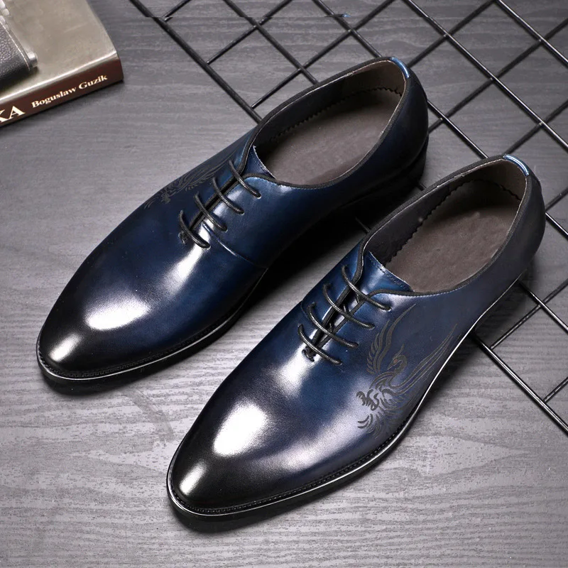 2019 Men Dress Shoes Pointy Quality Men Oxford Shoes Lace-up Brand Men Formal Shoes Men Genuine Leather Wedding Shoes