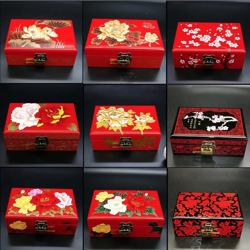 Фото Шкатулка для драгоценностей под старину ящики хранения китайская лакированная