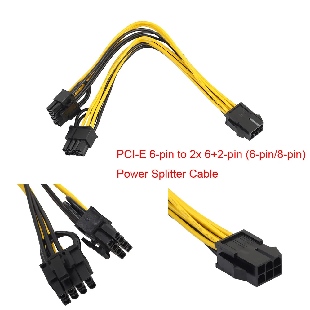 Mosunx PCI E 6 pin до 2x6 + 2 (6 pin/8 pin) Мощность разветвитель кабеля PCIE Express дропшиппинг|pci