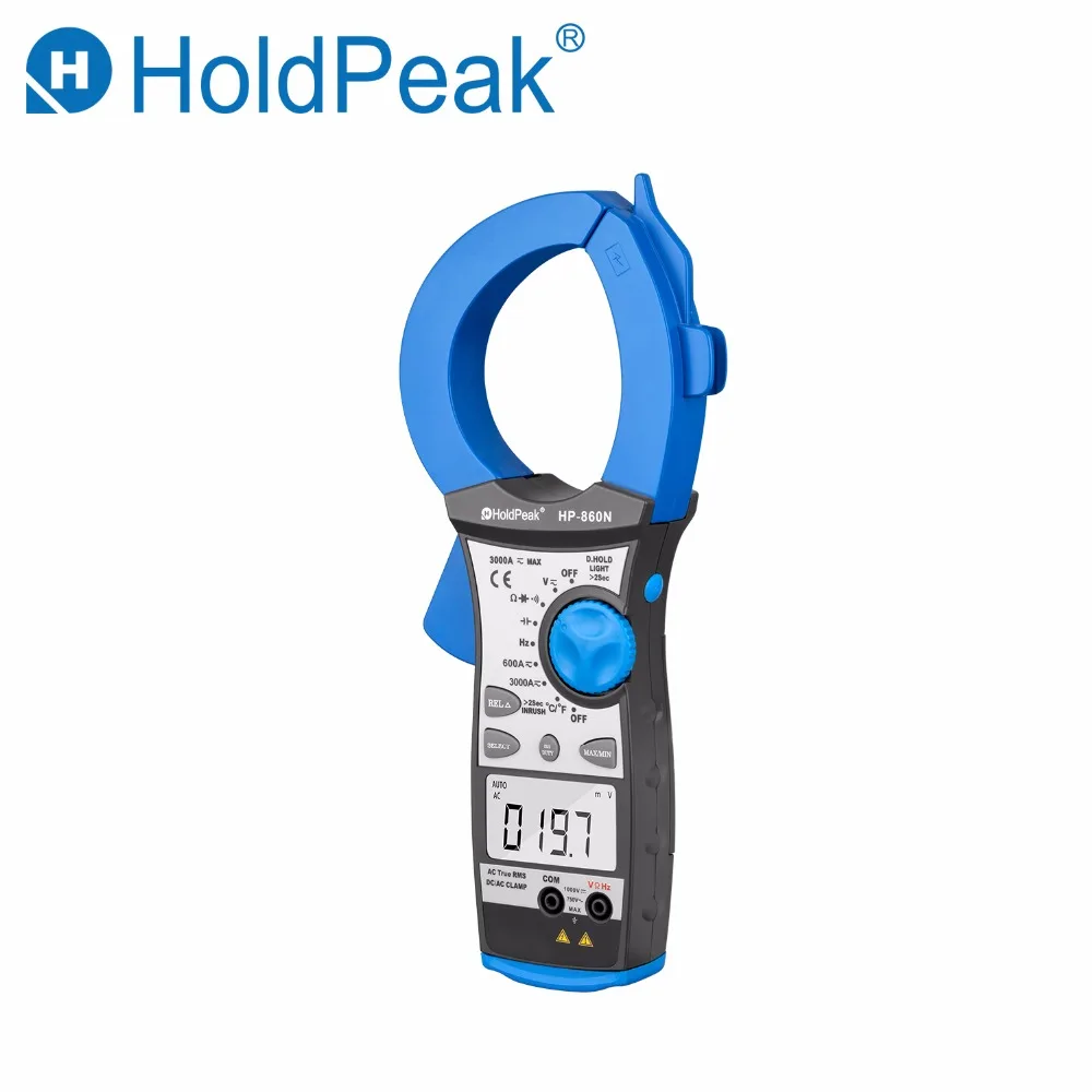 HoldPeak HP-860N цифровой клещи 6000 отсчетов True RMS 2000A измеритель напряжения тока Емкость
