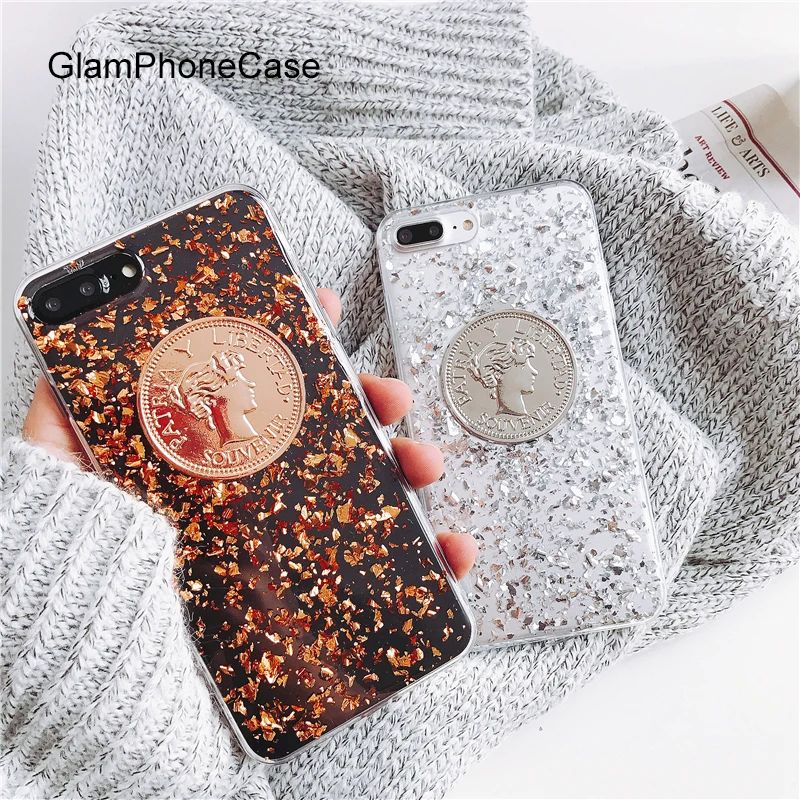 Роскошный блестящий чехол GlamPhoneCase из золотой фольги с кристаллами для телефона
