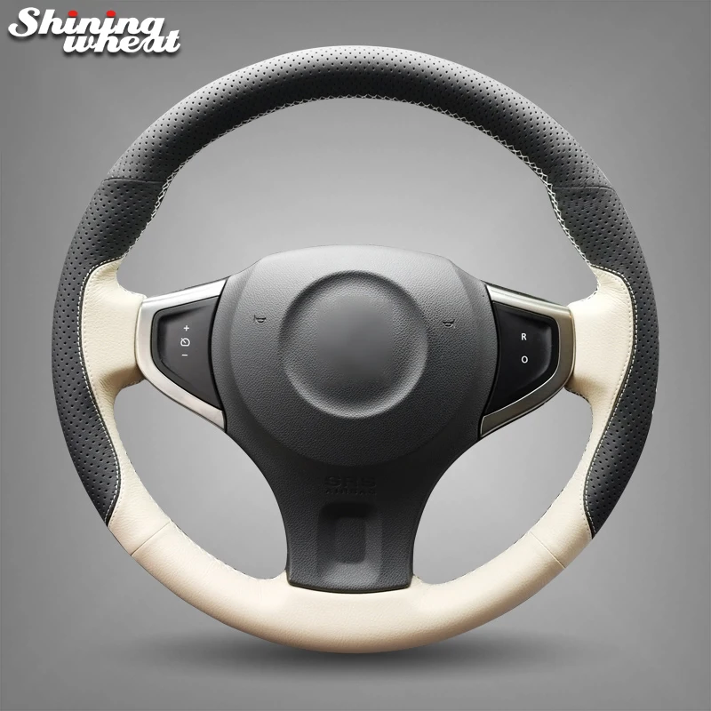 Hand Sew Black Holes Beige Leather Leather Car Steering Wheel Cover for Renault Koleos 2009-2014
Hand Sew Black Holes Beige Leather Leather Car Steering Wheel Cover for Renault Koleos 2009-2014