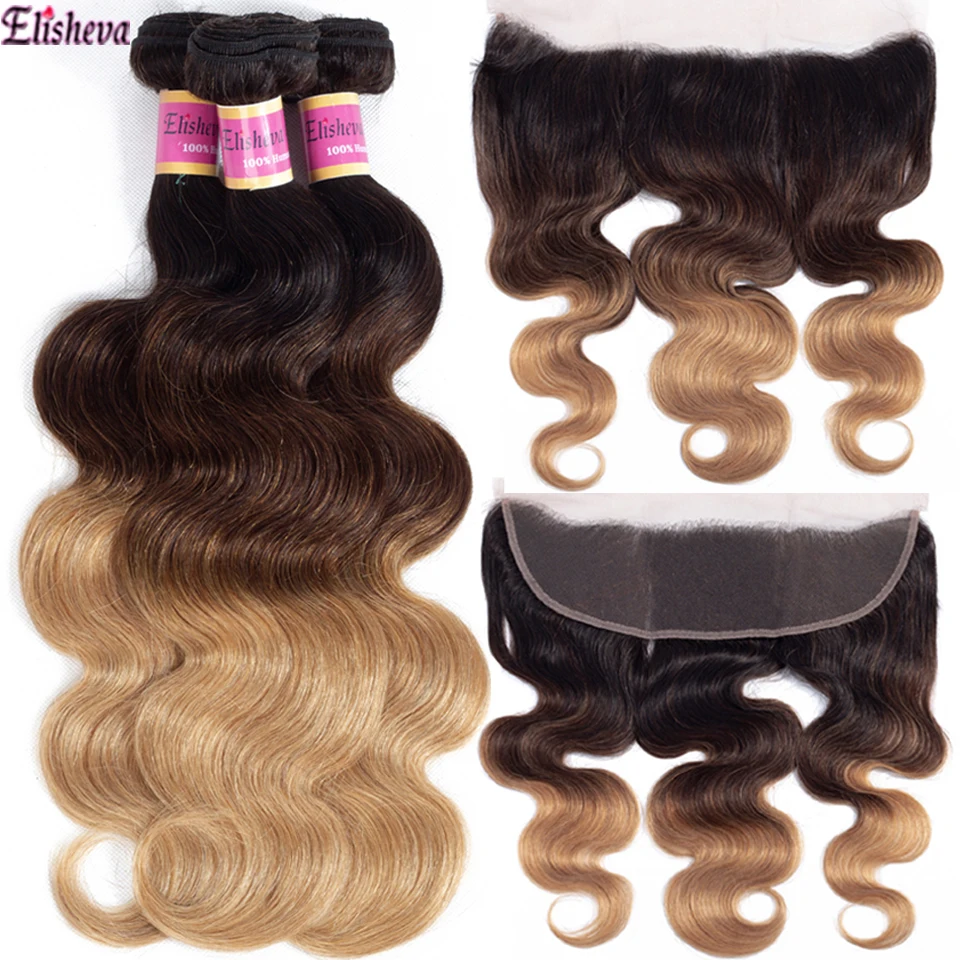 Elisheva Ombre Bundles With Frontal 1b/4/27 Remy Peruvian Dyed Body Wave Honey Blonde 3 Bundles With Closure 13x4 Human Hair
Elisheva Ombre Bundles With Frontal 1b/4/27 Remy Peruvian Dyed Body Wave Honey Blonde 3 Bundles With Closure 13x4 Human Hair