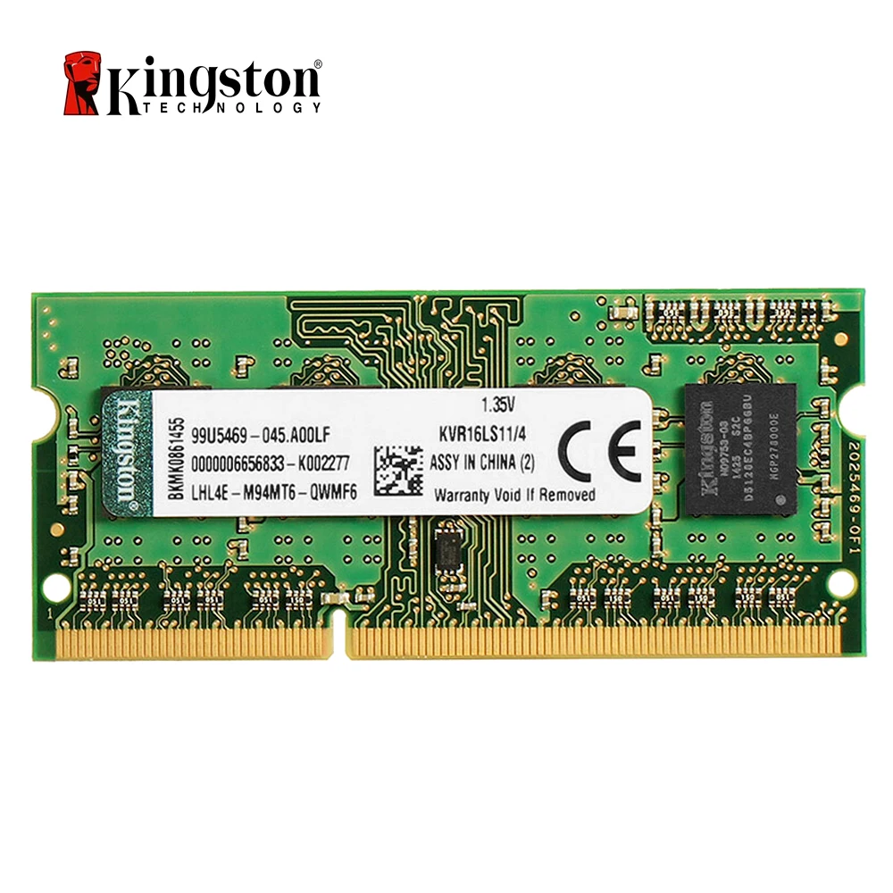 Оперативная память для ноутбука Kingston 4 ГБ DDR3 (1600 МГц-низкое напряжение-KVR16LS11/4) |