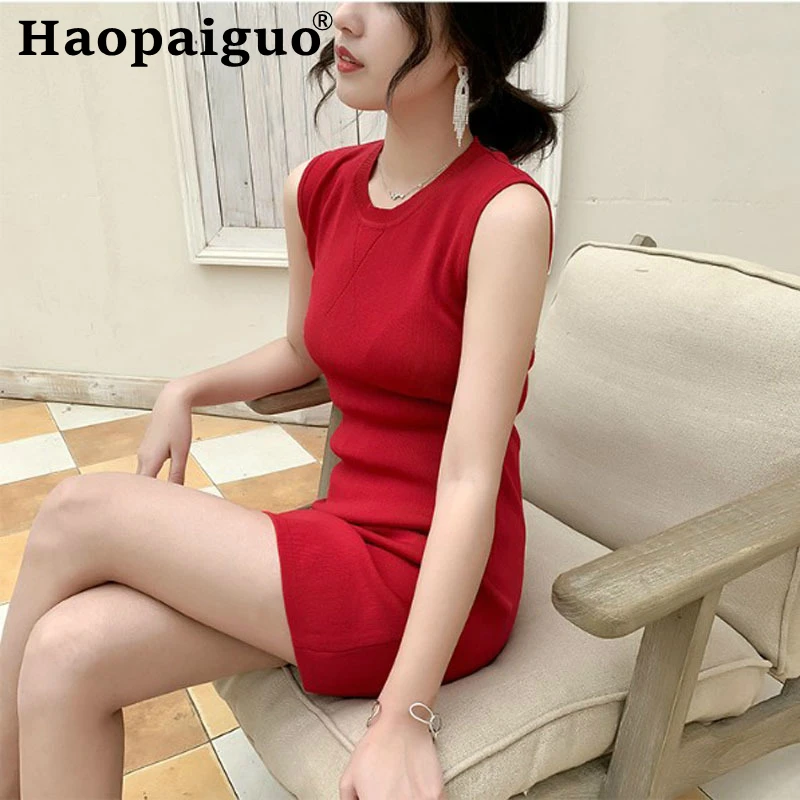 Korean Style Red Knitted Dress for Women Sleeveless Bodycon Bandage Dress Women Tank Ladies Dresses Summer 2019 Women Clothes
Korean Style Red Knitted Dress for Women Sleeveless Bodycon Bandage Dress Women Tank Ladies Dresses Summer 2019 Women Clothes