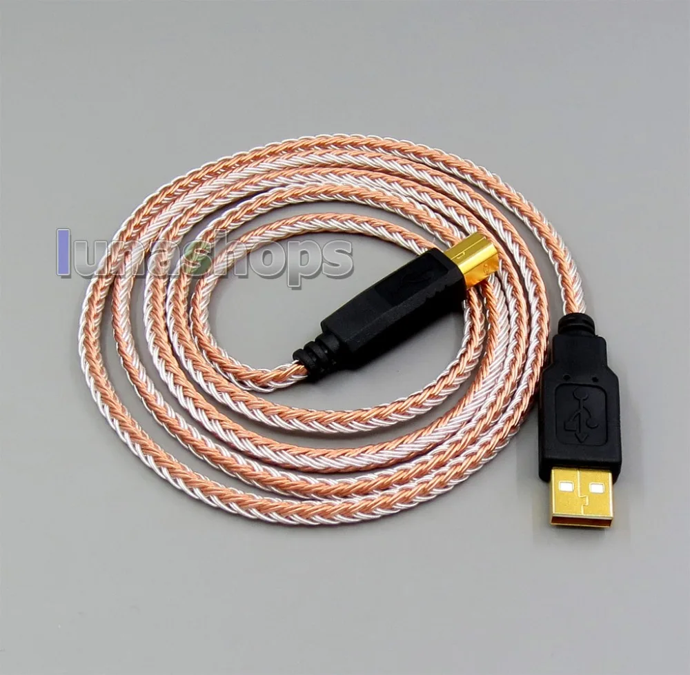 LN006253 1.2m 16 Cores Pure Silver Plated Headphone USB A TO USB B Cable For DAC AMP Amplifier Hifi GT2
LN006253 1.2m 16 Cores Pure Silver Plated Headphone USB A TO USB B Cable For DAC AMP Amplifier Hifi GT2