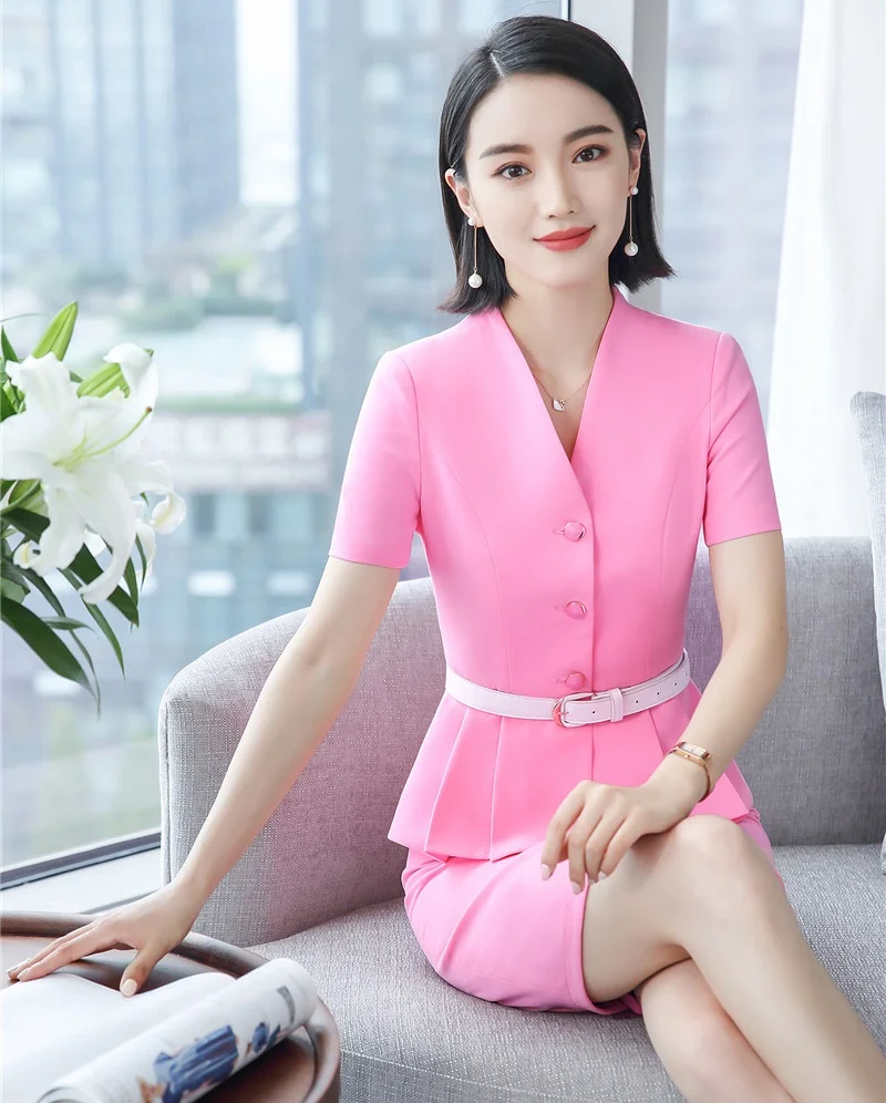 Summer Female Ladies Skirt Suits for Women Business Suits Pink Blazer and Jacket Sets Work Wear Office Uniform Styles
Summer Female Ladies Skirt Suits for Women Business Suits Pink Blazer and Jacket Sets Work Wear Office Uniform Styles