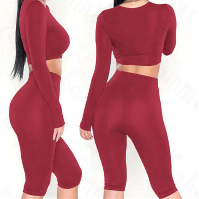2Pcs Women Tracksuit 2018 Sexy Casual Ladies Soft Long Sleeve Crop Top Knee-Length Pants Solid Color Sport Yoga Wear Casual Suit
2Pcs Women Tracksuit 2018 Sexy Casual Ladies Soft Long Sleeve Crop Top Knee-Length Pants Solid Color Sport Yoga Wear Casual Suit