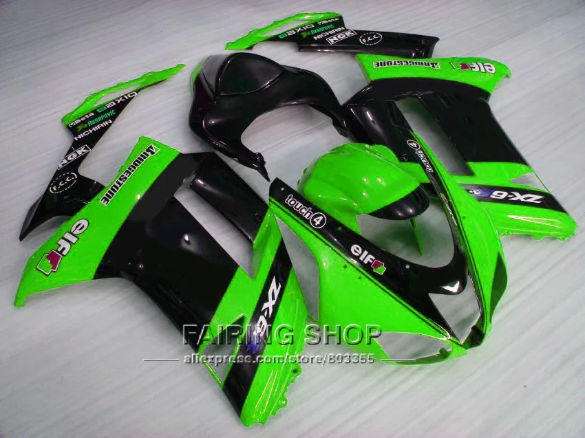 Цвета: зеленый черный ZX6R 2008 08 07 2007 обтекатель комплект для KAWASAKI NINJA