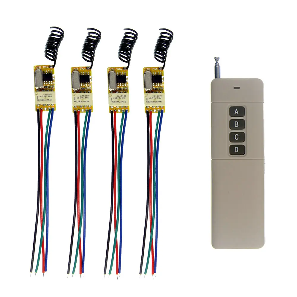 DC 3V 3.7V 6V 9V 12V Mini Relay Wireless Switch Remote Control LED Lamp Controller Micro Receiver 3000M Long 4CH Transmitter
DC 3V 3.7V 6V 9V 12V Mini Relay Wireless Switch Remote Control LED Lamp Controller Micro Receiver 3000M Long 4CH Transmitter