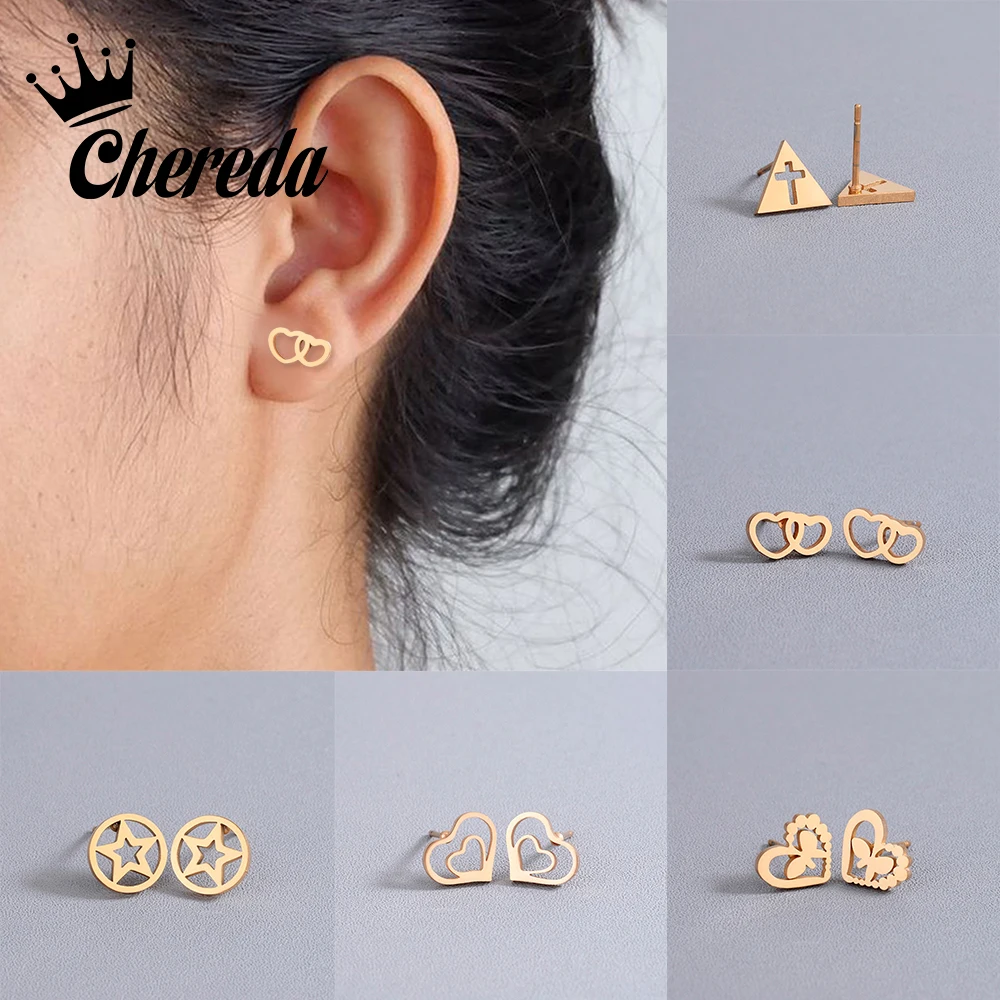 Chereda Simple Geometric Heart Stainless Steel Stud Earrings Gold Color Women Lady Classic Earring Jewelry Gifts
Chereda Simple Geometric Heart Stainless Steel Stud Earrings Gold Color Women Lady Classic Earring Jewelry Gifts