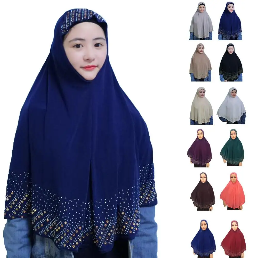 

One Piece Ramadan Muslim Women Amira Prayer Hat Hijab Scarf Headwrap Overhead Cover Khimar Islamic Headscarf Full Cover Shawl