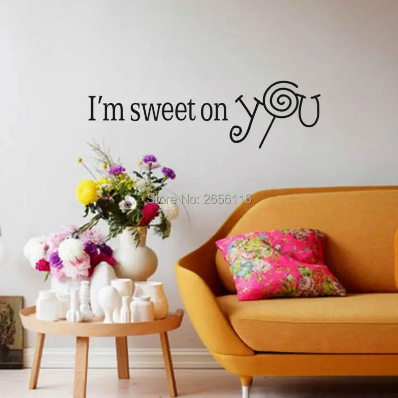 I'm Sweet on You Наклейка на стену леденец пара влюбленные наклейки свадебные подарки