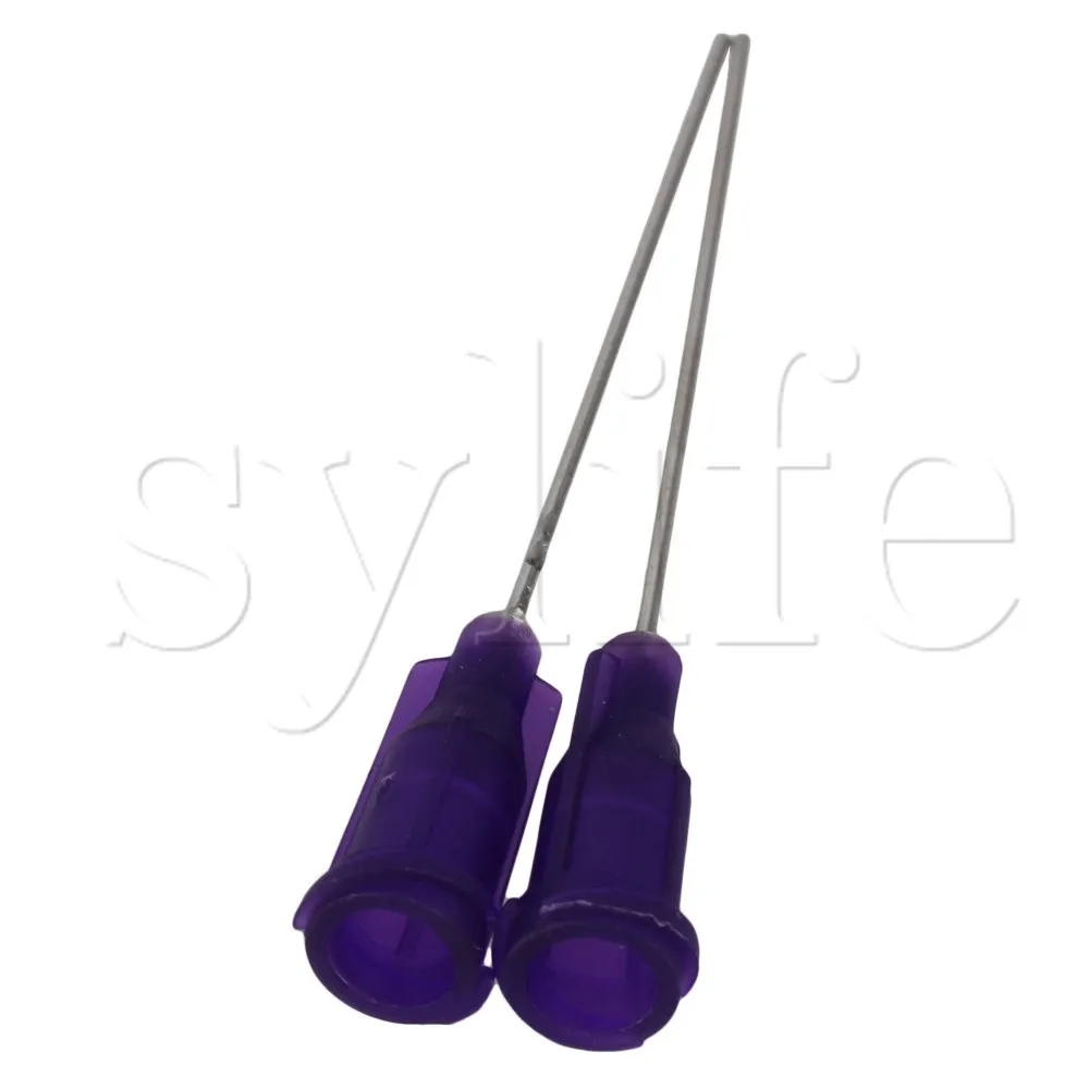 100 pcs 1.5" Dispensing Blunt Needles 21Ga Adhesive Glue Use Purple