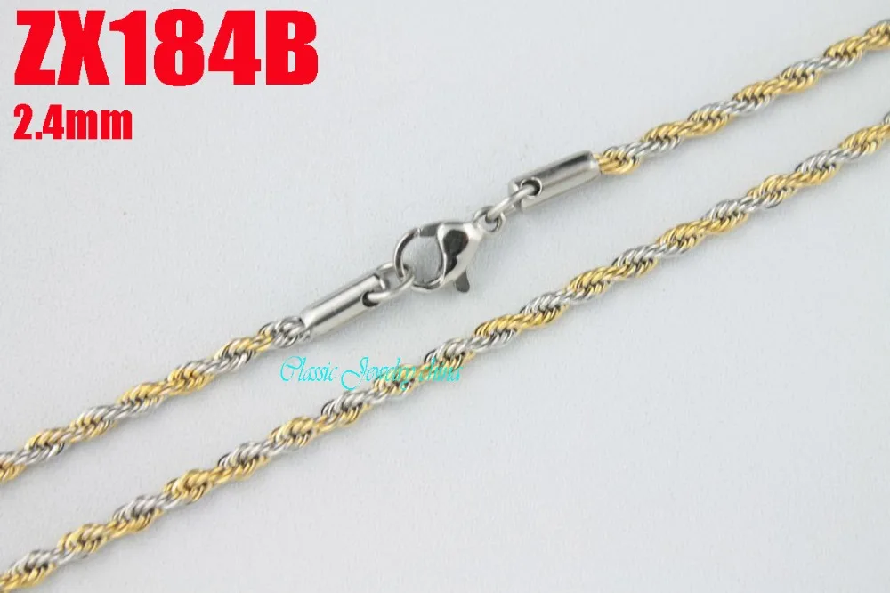 14"-38" length golden color 2.4mm twist chain stainless steel necklace women male fashion chains 20pcs ZX184B
14"-38" length golden color 2.4mm twist chain stainless steel necklace women male fashion chains 20pcs ZX184B