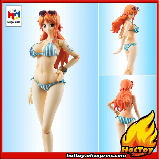 100% Оригинальный MegaHouse Action Heroes Figure Nami (летний отдых) от "ONE PIECE"|Игровые фигурки и