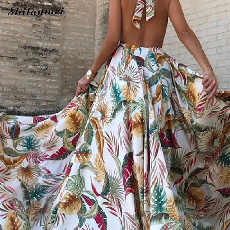 2019 Womens dress Summer Boho Maxi Long Dress Sexy Halter Evening Party Beach Dresses Floral Print Sundress Robe Femme Summer
2019 Womens dress Summer Boho Maxi Long Dress Sexy Halter Evening Party Beach Dresses Floral Print Sundress Robe Femme Summer