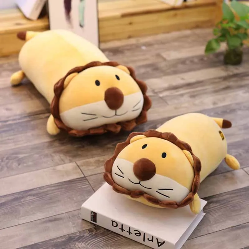 1pc 42/60cm Sunflower Lion Filled lion pillows Cute plush toys grassland brinquedos Cylindrical cushions Kid's Xmas Present | Игрушки и