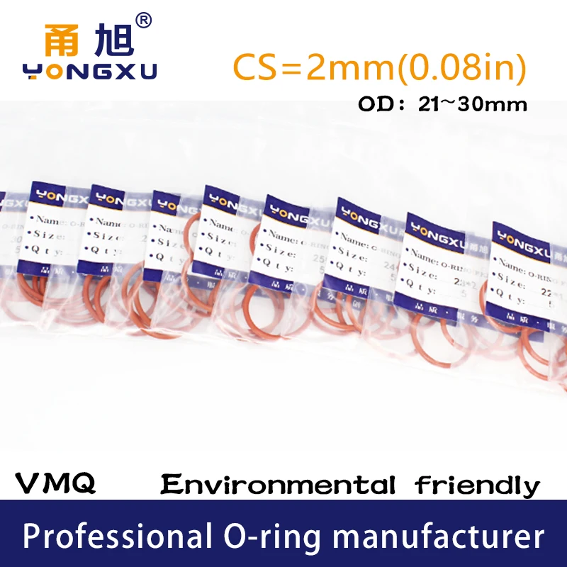 5PCS VMQ O Ring Seal Gasket Thickness CS2mm OD21/22/23/24/25/26/27/28/29/30*2mm Silicone Rubber Waterproof Washer Nontoxi Red
5PCS VMQ O Ring Seal Gasket Thickness CS2mm OD21/22/23/24/25/26/27/28/29/30*2mm Silicone Rubber Waterproof Washer Nontoxi Red