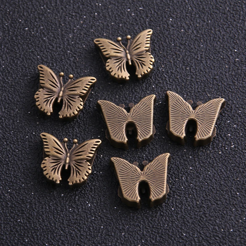 6 шт. 16*19 мм кожаные бусины-бабочки двухцветные Пустые Кабошоны для