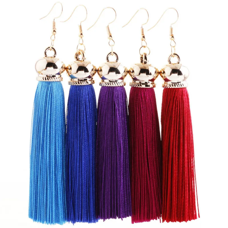 Vintage Temperament Tassel Earrings Multi-colors Slik 7cm Long Earrings for Girls Party Banquet Daily Wear Fashion Accessories
Vintage Temperament Tassel Earrings Multi-colors Slik 7cm Long Earrings for Girls Party Banquet Daily Wear Fashion Accessories