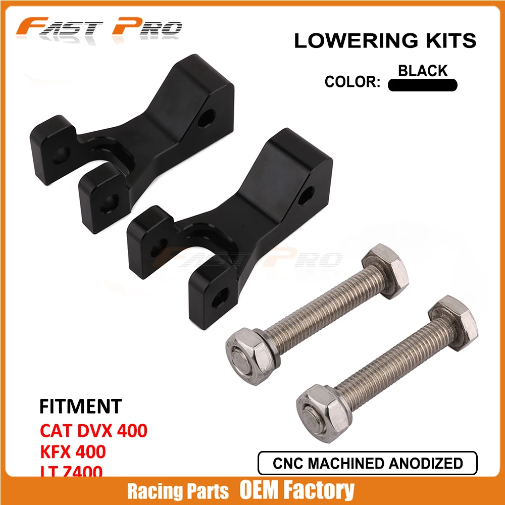 Motorcycle Aluminum Black Front Lowering Adapter Kit Adjustable For CAT DVX 400 KFX400 LT Z400
Motorcycle Aluminum Black Front Lowering Adapter Kit Adjustable For CAT DVX 400 KFX400 LT Z400