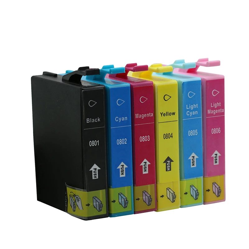 6pcs compatible Epson t0801 t0807 ink cartridge for Stylus Photo P50/T59/R265 printer
6pcs compatible Epson t0801 t0807 ink cartridge for Stylus Photo P50/T59/R265 printer
