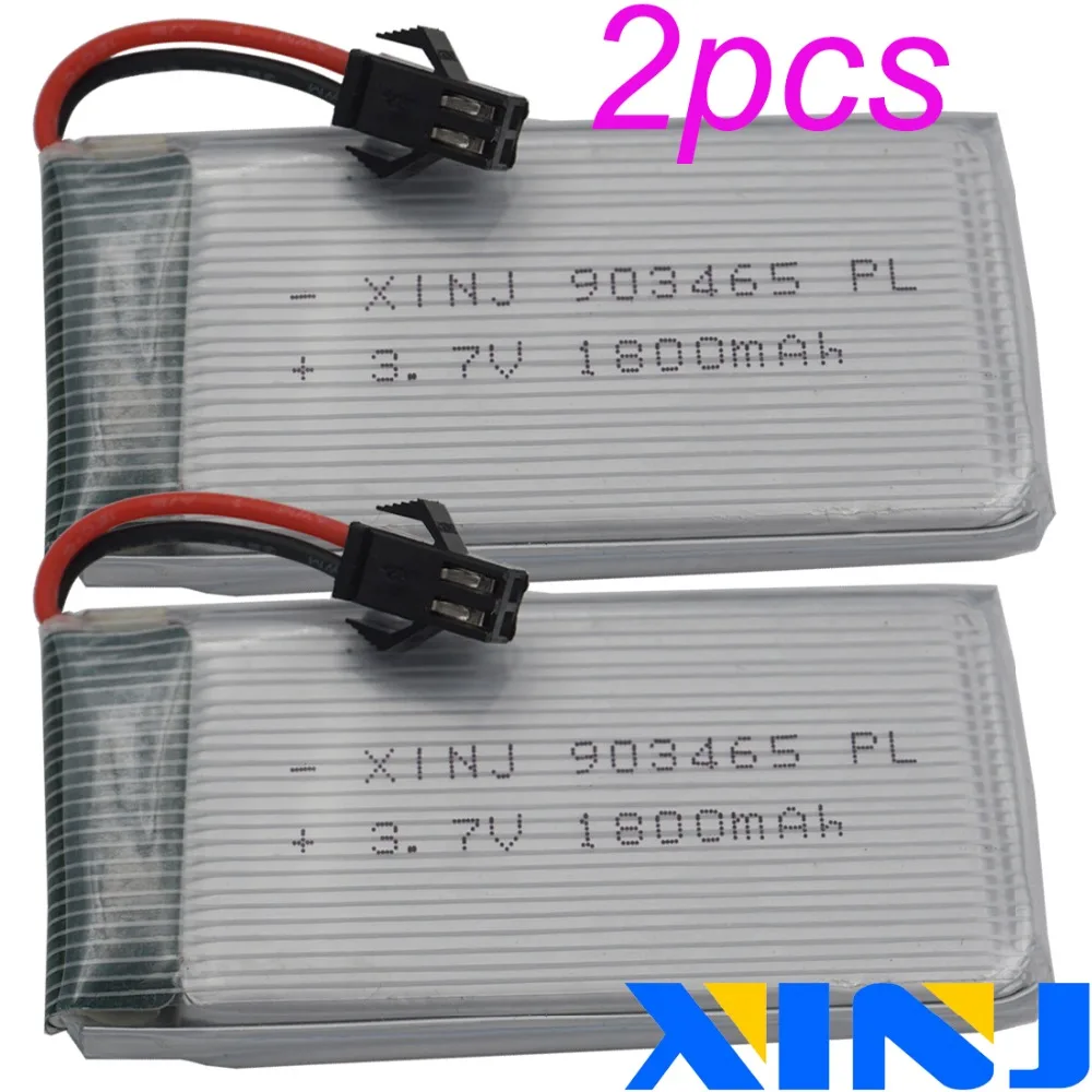 XINJ 2 шт. 3 7 V 1800 мА/ч 25C Перезаряжаемые литий-полимерный Батарея SM Plug 903465 для