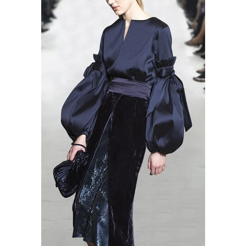 Plus Size S-XXXL Elegant Women Velvet Skirt Suits Puff Sleeve Blouse Slim Skirt Runway Skinny Twin Sets High Quality
Plus Size S-XXXL Elegant Women Velvet Skirt Suits Puff Sleeve Blouse Slim Skirt Runway Skinny Twin Sets High Quality