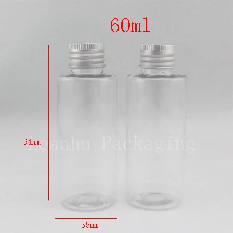 

60ML Transparent Plastic Bottle Aluminum Cap , 60CC Lotion / Toner Travel Packaging Bottle , Empty Cosmetic Container